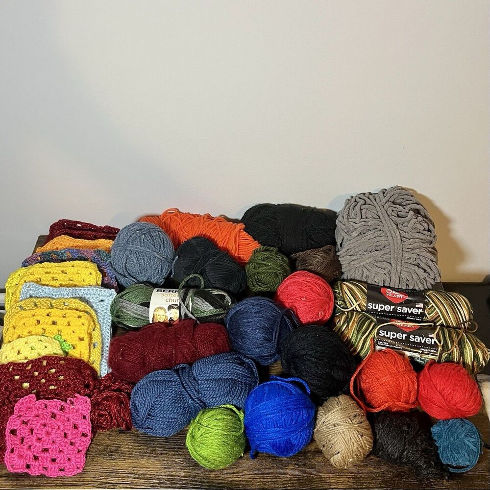 Lot of 20+ Mixed Cotton Yarn Skeins Assorted Brands & Colors Craft Knit Bundle